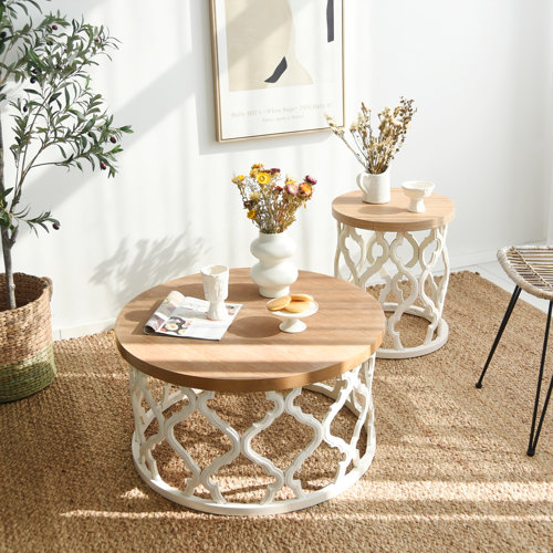 Red Barrel Studio® Windfield Farmhouse Round Coffee Table, Rustic